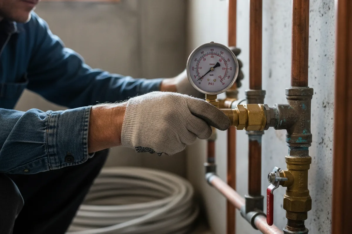 Pressure testing a repaired line during Water Line Repair in East Andover